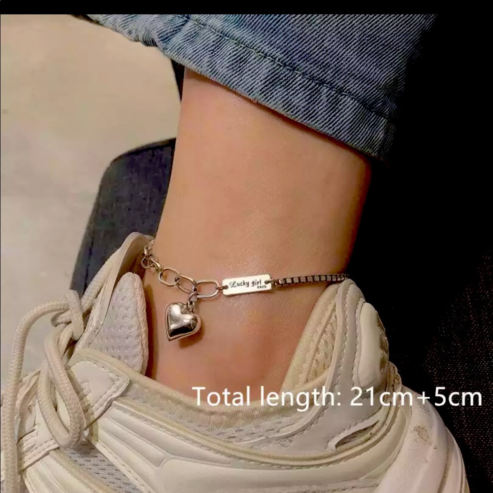 🌟 Silver Lucky Girl Dainty Anklet - Picture 4 of 4